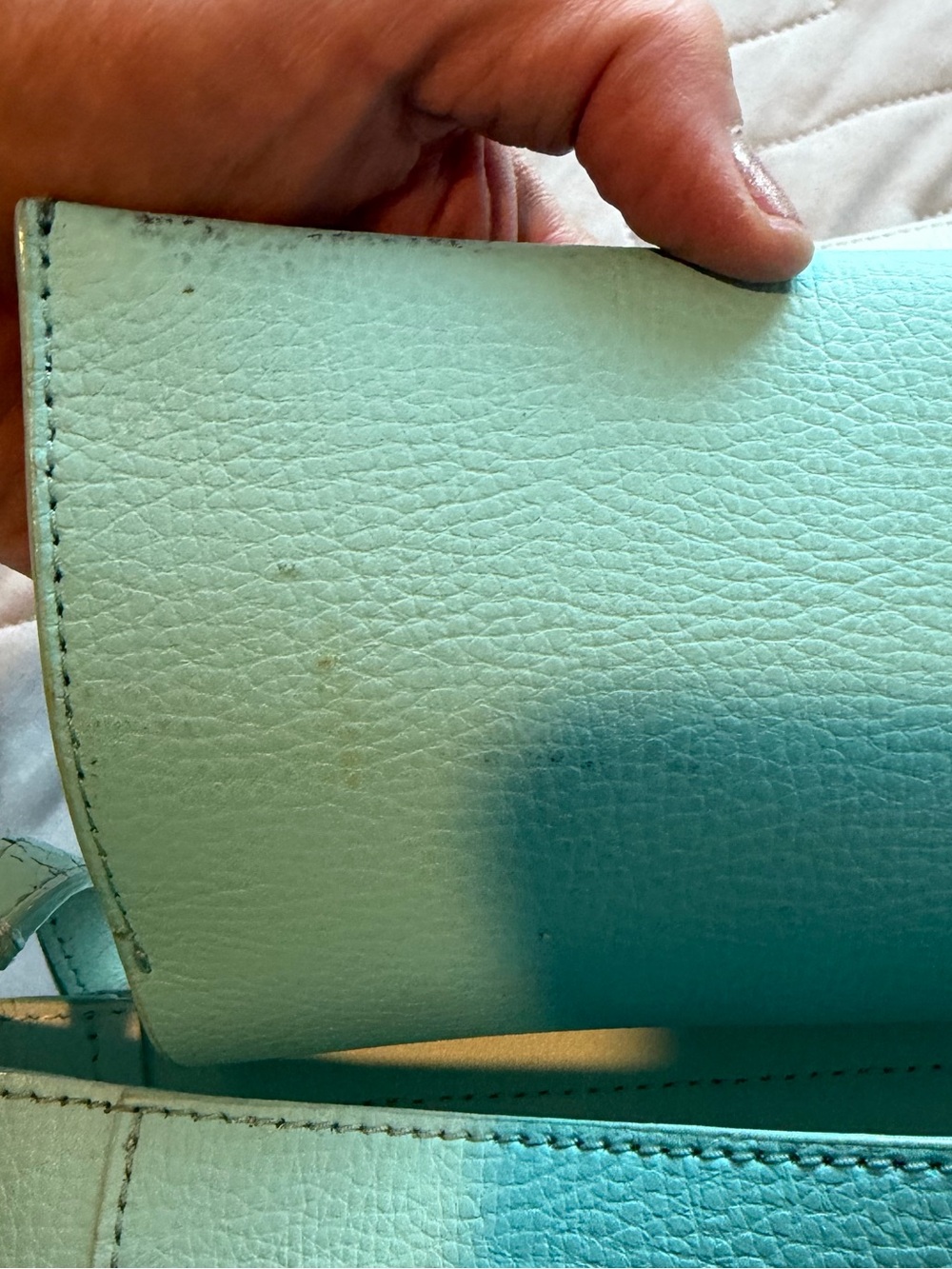 kate spade tiffany blue color pebble leather crossbody with studs - Picture 7 of 8